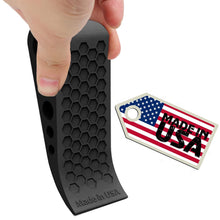 Load image into Gallery viewer, Door Stoppers for Bottom of Door Premium Floor Rubber Door Stop Wedge Made in USA Heavy Duty Honeycomb Design for Carpet, Tile, Ideal for Home, School, Commercial, Black 2-Pack