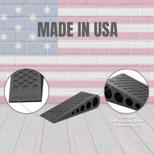 Load image into Gallery viewer, Door Stoppers for Bottom of Door Premium Floor Rubber Door Stop Wedge Made in USA Heavy Duty Honeycomb Design for Carpet, Tile, Ideal for Home, School, Commercial, Black 2-Pack
