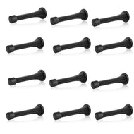 Spring Door Stopper Matt Blk – 12-Pack Wall Door Stopper – Easy Installation Doorstop with Rubber Bumper Tip – Heavy Duty Materials and No-Damage Design