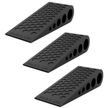 Load image into Gallery viewer, Door Stoppers for Bottom of Door Premium Floor Rubber Door Stop Wedge Made in USA Heavy Duty Honeycomb Design for Carpet, Tile, Ideal for Home, School, Commercial, Black 2-Pack
