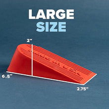 Load image into Gallery viewer, Large Rubber Door Stopper Made in USA - Door Stop Wedge for Carpet, Tile, or Concrete Floor, Door stoppers for Bottom of Door -Heavy Duty for Commercial &amp; Home Use - 6.5 x 2.75 x 1.9 Inches - Red
